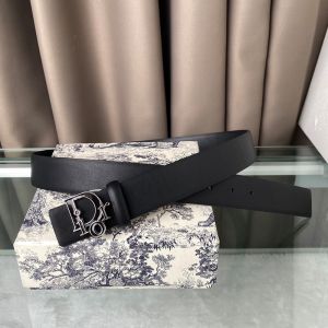Lady Dior Belt Enameled Calfskin Black
