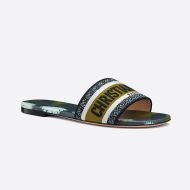 Christian Dior Dway Slides Women Tie & Dye Motif Canvas Green