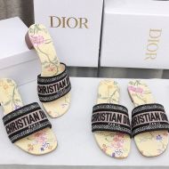 Christian Dior Dway Slides Women Petites Fleurs Motif Canvas Yellow