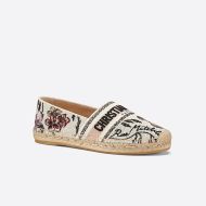 Christian Dior Granville Espadrilles Women Rosa Mutabilis Motif Canvas White