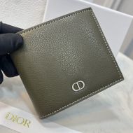 Dior Bi-Fold Wallet Grained Calfskin with CD Icon Signature Olive