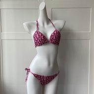 Dior Bikini Women Oblique Motif Lycra Burgundy