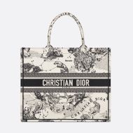 Dior Book Tote Toile de Jouy Zodiac Motif Canvas White