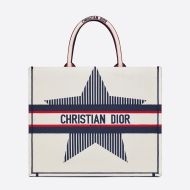 Dior Book Tote DiorAlps Motif Canvas White