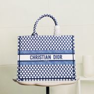 Dior Book Tote Dots Motif Canvas Blue