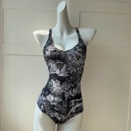 Dior Crisscross Swimsuit Women Toile De Jouy Motif Lycra Black