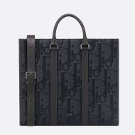 Dior East-West Tote Maxi Oblique Motif Canvas Black