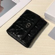 Dior Flap Card Holder Cannage Lambskin Black