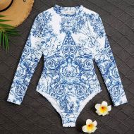 Dior Bodysuit Women Around The World Motif Lycra Blue