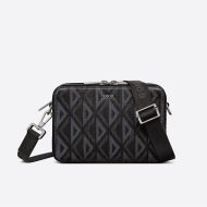 Dior Messenger Pouch CD Diamond Motif Canvas Black