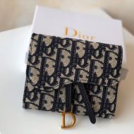 Dior Saddle Card Holder Oblique Motif Canvas Black