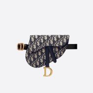 Dior Saddle Flat Belt Pouch Oblique Motif Canvas Blue