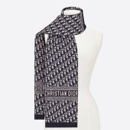 Dior Scarf Oblique Motif Technical Cashmere Blue