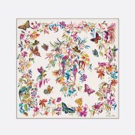 Dior Square Scarf Toile de Jouy Fantastica Motif Silk White