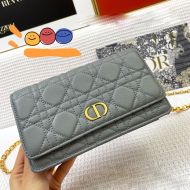 Dior Caro Belt Pouch with Chain Cannage Calfskin Grey