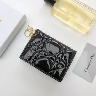 Lady Dior Flap Card Holder Patent Cannage Calfskin Black