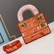 Mini Lady D-lite Bag Toile de Jouy Motif Canvas Orange