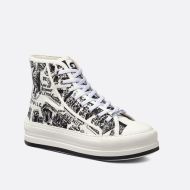 Walk'N'Dior High-Top Platform Sneakers Women Plan de Paris Motif Canvas Black