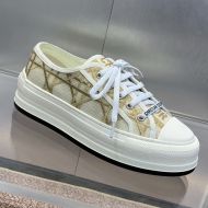 Walk'n'Dior Platform Sneakers Unisex Macrocannage Motif Canvas Gold