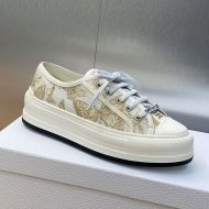 Walk'n'Dior Platform Sneakers Unisex Toile de Jouy Mexico Motif Canvas White/Gold