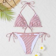 Christian Dior Bikini Women Oblique Motif Lycra Cherry