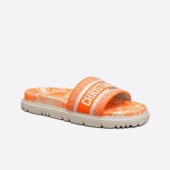 Christian Dior Dway Slides Women Toile De Jouy Motif Cotton Orange