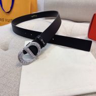 Dior 30 Montaigne Crystals Belt 30MM Smooth Calfskin Black/Silver