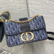 Dior 30 Montaigne Chain Bag Oblique Motif Denim Blue