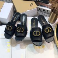 Dior 30 Montaigne Slides Women Calfskin Black/Gold