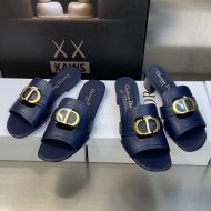 Dior 30 Montaigne Slides Women Calfskin Navy Blue