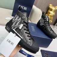 Dior B23 High-Top Sneakers Unisex Oblique Motif Canvas Black