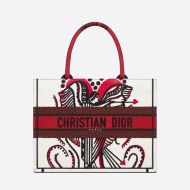 Dior Book Tote Cupidon Motif Canvas White