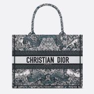 Dior Book Tote Flowers Around the World Motif Canvas Blue