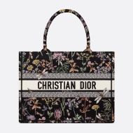 Dior Book Tote Herbarium Motif Canvas Black