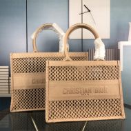 Dior Book Tote Mesh Motif Canvas Apricot