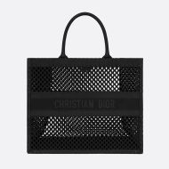 Dior Book Tote Mesh Motif Canvas Black