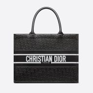 Dior Book Tote Oblique Embossed Calfskin Black/White