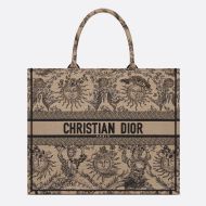 Dior Book Tote Toile de Jouy Soleil Motif Canvas Beige