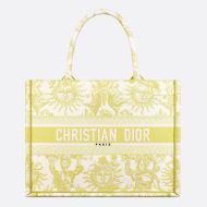 Dior Book Tote Toile de Jouy Soleil Motif Canvas Lemon