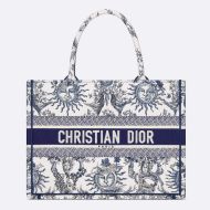 Dior Book Tote Toile de Jouy Soleil Motif Canvas White/Blue