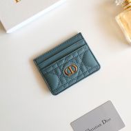 Dior Card Holder Cannage Calfskin Teal