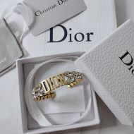 Dior Laurel Cuff Bracelet Metal and Silver Crystals Gold