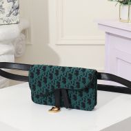 Dior Saddle Belt Pouch Oblique Motif Canvas Green