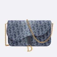 Dior Saddle Pouch Oblique Motif Denim Blue