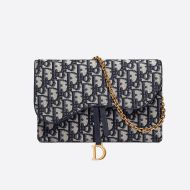 Dior Saddle Pouch Oblique Motif Canvas Blue