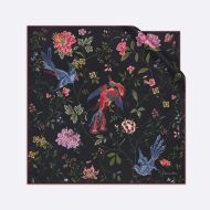 Dior Square Scarf Birds Motif Silk Black