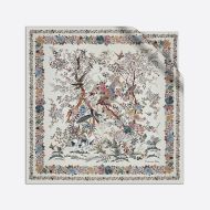 Dior Square Scarf Jardin d'Hiver Motif Silk White