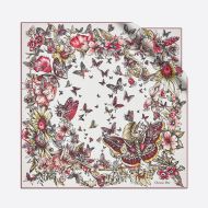 Dior Square Scarf Le Jugement Motif Silk Red