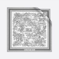 Dior Square Scarf Toile de Jouy Sauvage Motif Silk Grey