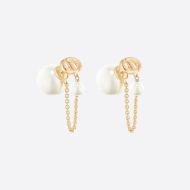 Dior Tribales Earrings Chain Metal And White Resin Pearls Gold